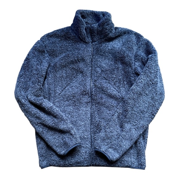 Uniqlo Jackets & Blazers - Uniqlo Navy Sherpa Fleece Full Zip Jacket – Size M